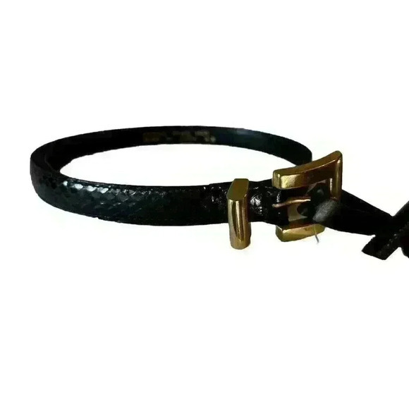 NWT Vintage Casual Corner Black & Gold Geneuine Snake Skin Belt Women's Size S/M - Picture 1 of 5